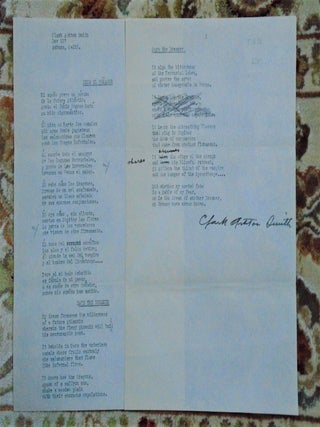 Item #51630 DICE EL SOÑADOR and SAYS THE DREAMER. Clark Ashton Smith