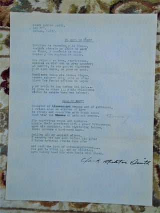 Item #51632 EL EROS DE ERANO and EROS OF EBONY. Clark Ashton Smith