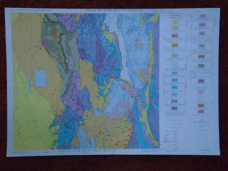 Item #52079 GEOLOGIC MAP OF THE WHITE PINE DISTRICT, NEVADA; FROM NEVADA BUREAU OF MINES BULLETIN 57, MAP NO. 7