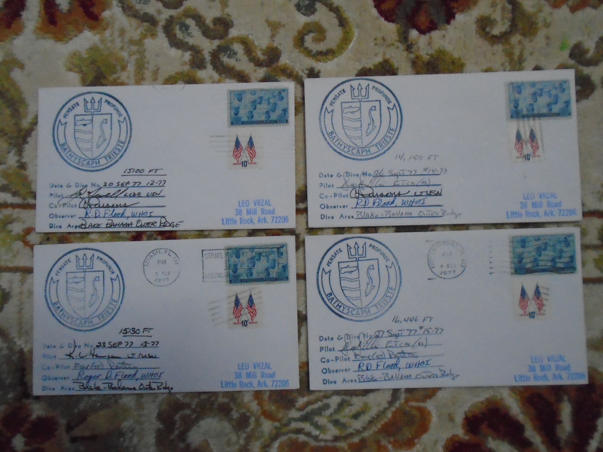 Pool Diving Envelopes COMMEMORATIVE COVER ENVELOPES FOR THE DEEP DIVE SUBMERSIBLES