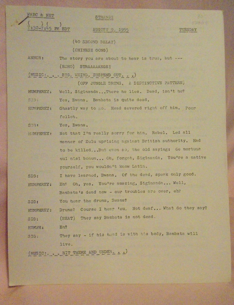 STRANGE. AUGUST 9, 1955 radio script | Maxwell Grant, Walter Gibson ...