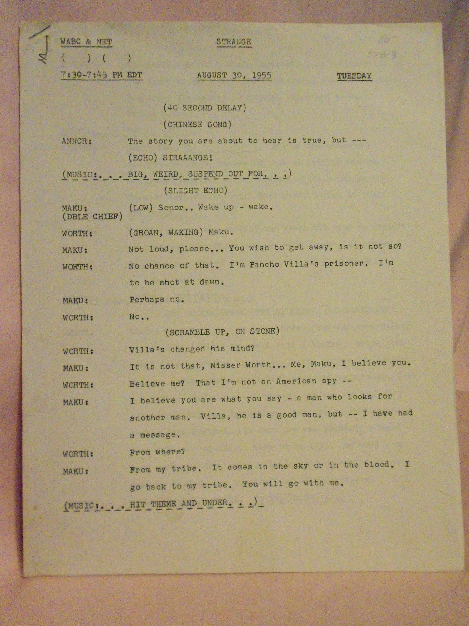 Thirty Fine Script STRANGE. AUGUST 30, 1955 radio script | Maxwell Grant, Walter Gibson ...
