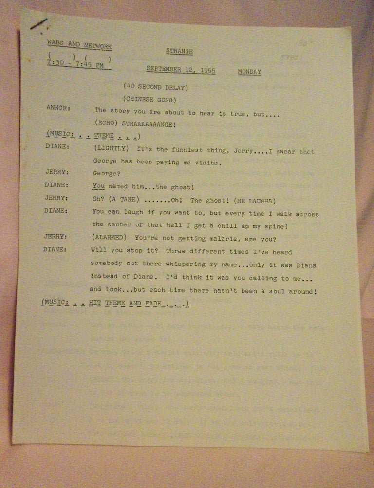 STRANGE. SEPTEMBER 12, 1955 radio script | Maxwell Grant, Walter Gibson ...