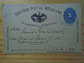 Item #53858 SVERVICIO POSTAL MEXICANO; TARJETA POSTAL. SERVICIO INTERIOR. CANCELLED VALLECILLO...