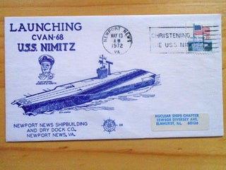 Item #53890 COMMEMORATIVE CACHET COVER; U.S. NAVY SHIP NIMITZ CVA -68. LAUNCHING