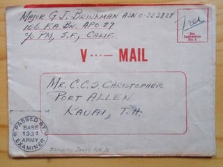 Item #53900 V MAIL LETTER DATED OCTOBER 4, 1944, SENT FROM APO 27; PASSED BY U.S. ARMY EXAMINER