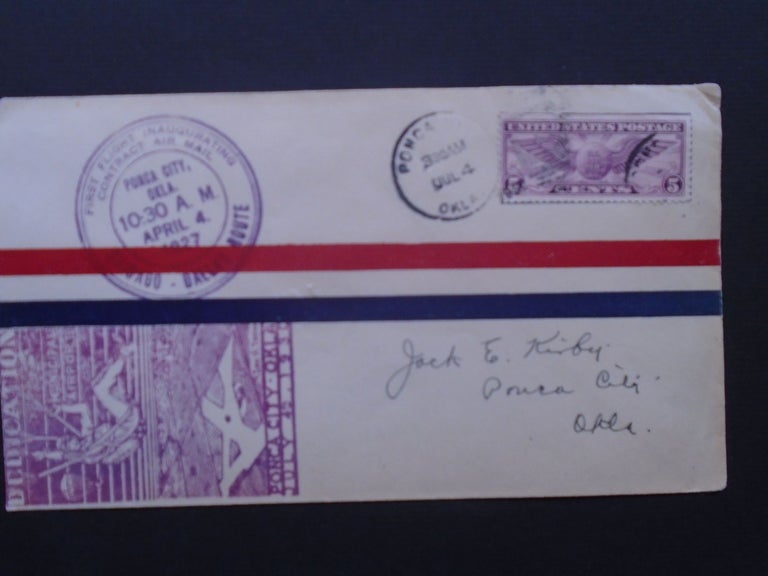 Item #53963 CACHET COVER, DEDICATION MUNICIPAL AIRPORT PONCA CITY, OKLA, JULY 4, 1930, CANCELLATION OF 5 CENT AIRMAIL STAMP ON THAT DATE.