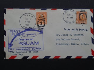 Item #53964 CACHET COVER, PAN AMERICAN CLIPPER FIRST FLIGHT WESTBOUND TO GUAM, CANCELLATION...