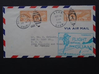 Item #53966 CACHET COVER, PAN AMERICAN CLIPPER FIRST FLIGHT EASTBOUND FROM GUAM, CANCELLATION...