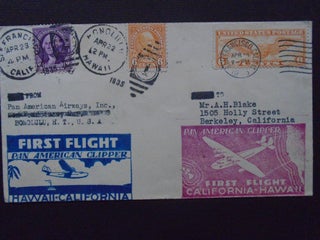 Item #53967 CACHET COVER, TWO CACHETS, PAN AMERICAN CLIPPER FIRST FLIGHT CALIFORNIA - HAWAII AND...