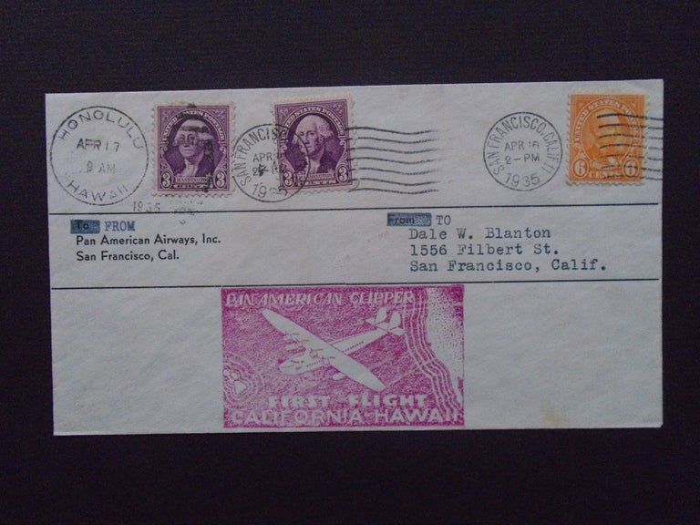 Item #53969 CACHET COVER, PAN AMERICAN CLIPPER FIRST FLIGHT CALIFORNIA TO HAWAII, CANCELLATION SAN FRANCISO, APR 16, 1935, AND ARRIVAL CANCELLATION HONOLULU APR 17, 1935