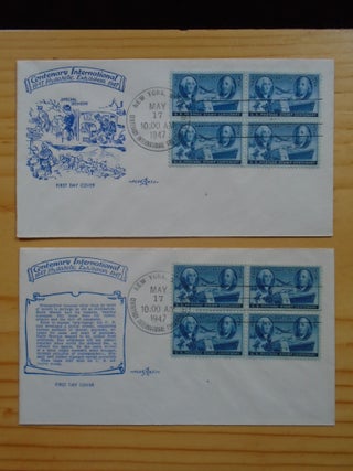 CACHET COVER, CENTENARY INTERNATIONAL PHILATELIC EXHIBITION 1947, FIVE FIRST DAY COVERS