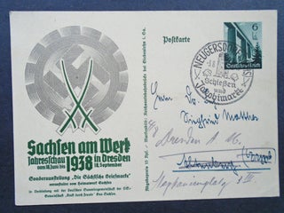 Item #54031 POSTCARDS OF THE THIRD REICH; SACHSEN AM WERT JOHRESSCHAU IN DRESDEN 1938 VOM 18 JUNI...