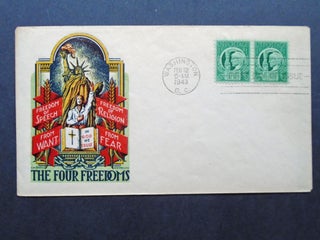 Item #54043 CACHET FIRST DAY COVER; L.W. STAEHLE CACHET THE FOUR FREEDOMS, CANCELLED TWO 1¢...