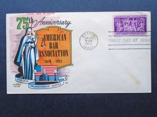 Item #54062 CACHET FIRST DAY OF ISSUE COVER; FLUEGEL COLOR CACHET, 75th ANNIVERSARY AMERICAN BAR...