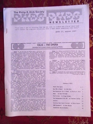 Item #54673 THE PHILIP K. DICK SOCIETY (PKDS) NEWSLETTER, ISSUE 15, AUGUST 1987. Paul Williams