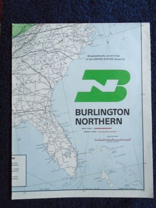 Item #54952 GEOGRAPHICALLY CORRECT MAP OF THE UNITED STATES ISSUED BY BURLINGTON NORTHERN