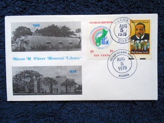 Item #54981 CACHET COVER; NIEVES M. FLORES MEMORIA LIBRARY; CANCELLED GUAM GUARD MAIL, AGANA, AUG...