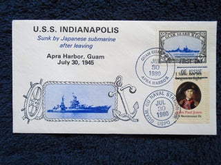 Item #54989 CACHET FIRST DAY COVER; U.S.S.INDIANAPOLIS, APRA HARBOR, GUAM, JULY 30, 1945;...