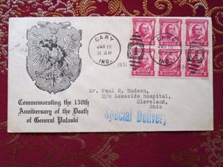 Item #55559 ANNIVERSAY OF THE DEATH OF GENERAL PULASKI 1931, FIRST DAY COVER WITH SIX 2 PULASKI...