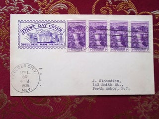 Item #55574 BOULDER DAM NEVADA CACHET 1935 FIRST DAY COVER WITH STRING OF FOUR 3 BOULDER DAM...
