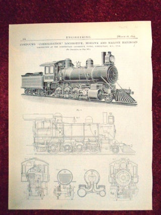 Item #56654 COMPOUND "CONSOLIDATION" LOCOMOTIVE; MOHAWK AND MALONE RAILROAD [ENGINEERING, MARCH...