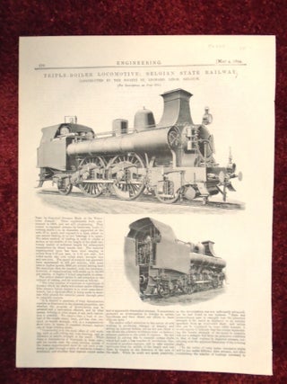 Item #56660 TRIPLE-BOILER LOCOMOTIVE: BELGIAN STATE RAILWAY [ENGINEERING, MAY 4, 1894 ISSUE, PAGE...