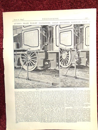 Item #56683 QUIRK'S TRAIN TABLET EXCHANGER, GREAT SOUTHERN RAILWAY, N.S.W. [ENGINEERING, APRIL 6,...