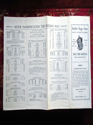 Item #57392 ANCHOR STAGE LINES, STAGE TO ALL POINTS IN CALIFORNIA, ISSUED NOVEMBER 15, 1924