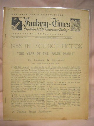 Item #34395 FANTASY-TIMES; THE WORLD OF TOMORROW TODAY! JANUARY 1, 1957, VOLUME 12, NUMBER 262