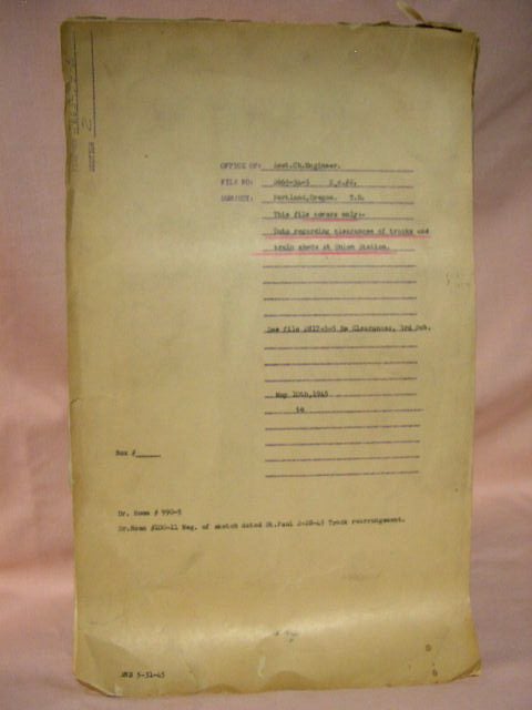 Item #34412 DATA REGARDING CLEARANCES OF TRACKS AND TRAIN SHED AT UNION STATION, PORTLAND, OREGON, MAY 10th 1945