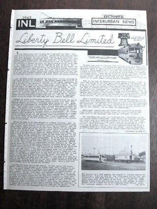 Item #35332 INL. INTERURBAN NEWS LETTER: THE NATIONAL ELECTRIC RAILWAY DIGEST. OCTOBER, 1945. Ira...