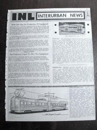 Item #35335 INL. INTERURBAN NEWS LETTER: THE NATIONAL ELECTRIC RAILWAY DIGEST. JUNE, 1945. Ira L....