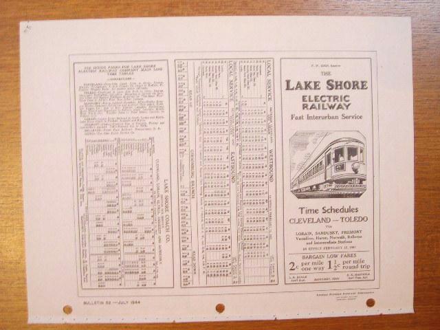 Item #35375 C.E.R.A. BULLETIN 52, THE LAKE SHORE ELECTRIC RAILWAY PUBLIC TIME TABLE