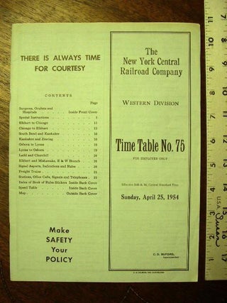 Item #35582 NEW YORK CENTRAL RAILROAD COMPANY, WESTERN DIVISION, [EMPLOYEES] TIME TABLE NO. 75