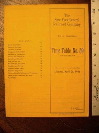 Item #35585 NEW YORK CENTRAL RAILROAD COMPANY, ERIE DIVISION, [EMPLOYEES] TIME TABLE NO. 59