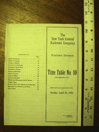 Item #35586 NEW YORK CENTRAL RAILROAD COMPANY, WESTERN DIVISION, [EMPLOYEES] TIME TABLE NO. 59