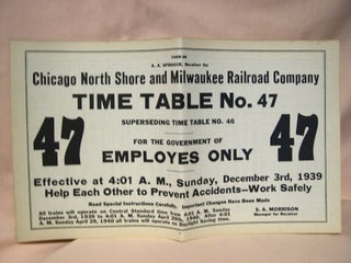 Item #37817 CHICAGO, NORTH SHORE AND MILWAUKEE RAILROAD COMPANY [EMPLOYEE] TIME TABLE NO. 47