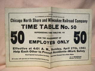 Item #37818 CHICAGO, NORTH SHORE AND MILWAUKEE RAILROAD COMPANY [EMPLOYEE] TIME TABLE NO. 50