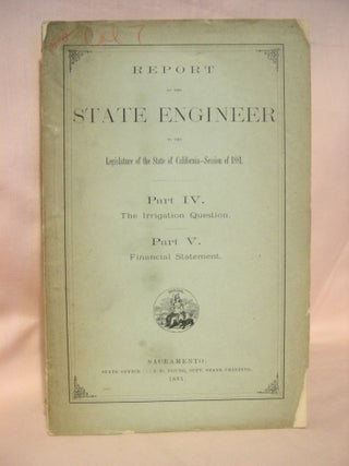 Item #37848 REPORT OF THE STATE ENGINEER TO THE LEGISLATURE OF THE STATE OF CALIFORNIA - SESSION...