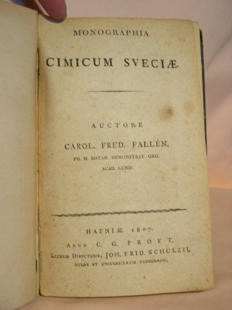 Item #38155 MONOGRAPHIA CIMICUM SVECIÆ. Carl Fredrik Fallén, 22 September 1764 - 26 August 1830.