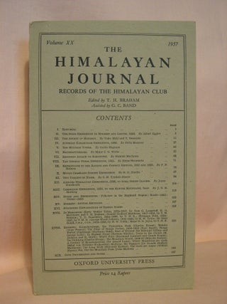 Item #38161 THE HIMALAYAN JOURNAL; RECORDS OF THE HIMALAYAN CLUB, VOL. XX, 1957. T. H. Braham