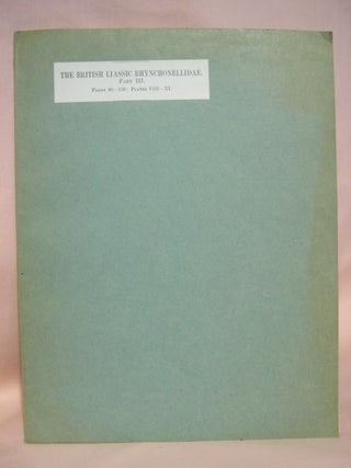 Item #40540 A MONOGRAPH OF THE BRITISH LIASSIC RHYNCHONELLIDÆ; PART III. D. V. Ager