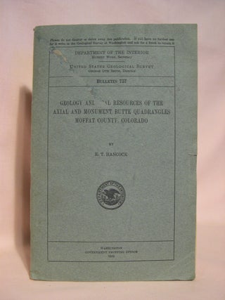 Item #41982 GEOLOGY AND COAL RESOURCES OF THE AXIAL AND MONUMENT BUTTE QUADRANGLES, MOFFAT...