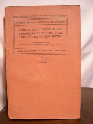 Item #42209 GEOLOGY AND GROUND-WATER RESOURCES OF THE ROSWELL ARTESIAN BASIN, NEW MEXICO;...
