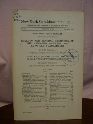 Item #42908 GEOLOGY AND MINERAL RESOURCES OF THE HAMMOND, ANTWERP AND LOWVILLE QUADRANGLES, WITH...