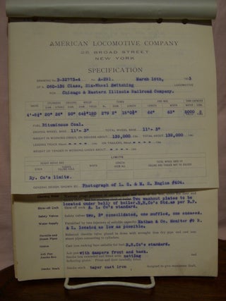 Item #43584 AMERICAN LOCOMOTIVE COMPANY, ORDER FORM FOR O60-139 CLASS, SIX-WHEEL SWITCHING...