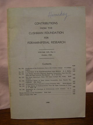 Item #43609 CONTRIBUTIONS FROM THE CUSHMAN FOUNDATION FOR FORAMINIFERAL RESEARCH, VOLUME XIX,...