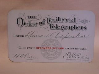 Item #47108 THE ORDER OF RAILROAD TELEGRAPHERS [UNION MEMBERSHIP CARD, 1918