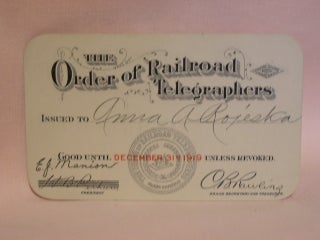 Item #47110 THE ORDER OF RAILROAD TELEGRAPHERS [UNION MEMBERSHIP CARD, 1919